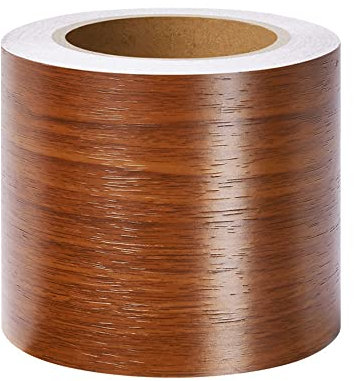 Dostear Bordure de papier peint Teck Brun Décoration murale amovible Frise Murale Autocollant Papier Peint Autocollant imperméable en PVC Plinthe Autocollant 8cm X 500cm