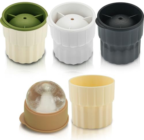 Kyraton Moule à Glaçons Set De 4, 5.3cm Moule A Glacon Rond, Moule Glacon Boule, Easy Release, Mélange de couleurs