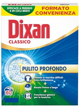 Dixan Detersivo Lavatrice Polvere Classico, con tecnologia Pulito Profondo, confezione singola formato da 60 lavaggi