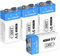 9V Wiederaufladbare Batterien 1300mAh 9 Volt Alkaline Batterie Langlebige Power 9v Batterie für Rauchmelder(4 Pack)