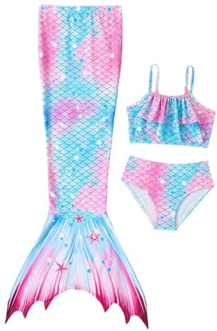 Meerjungfrauenflosse Mädchen Cosplay Meerjungfrauenschwanz zum Schwimmen für Kinder mit Meerjungfrau Flosse