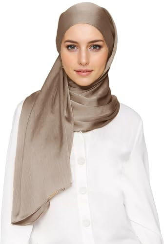 Lina & Lily Écharpe hijab en satin froissé de qualité supérieure pour femme musulmane