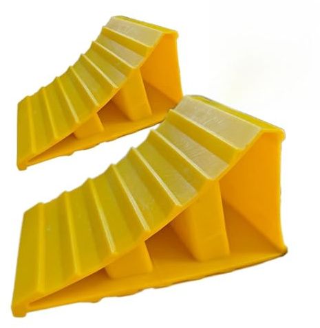 Wheel Chocks 2PCS Caravan Wheel Chocks Heavy Duty, [Upgraded Larger] 20x12x11cm Car Wheel Chocks Stoppers Plastic Rubber Tyre Saver, Trailer Chocks Rubber Chock Blocks, Camper Wheel Chock backstops
