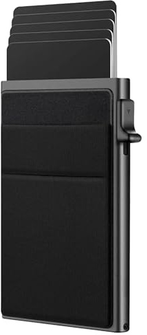Solbrezeni RFID Card Holder, RFID Blocking Metal Card Wallet, Pop Up Ultra Thin Metal Wallet with Money Pocket for Men and Women, Quick Card Access, Hold 8 Credit Cards