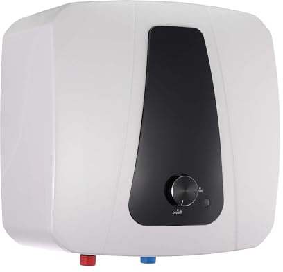 SIGO – Genomströmningsvärmare 230 V, Elektronisk Kompakt Boiler, Kontor, Verkstad, Fritidshus, Butik, Serviceutrymmen – Underanslutning, 15 l, 2000 W – FLORYDA vit