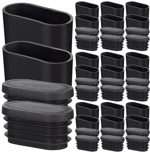 Hohopeti Fundas para Patas de Mesa y Silla Ovaladas 40x20 Mm, 20 Unidades de Fundas y 20 Protectores de Plástico Resistentes al Desgaste, Antideslizantes E Insonorizados para Pisos