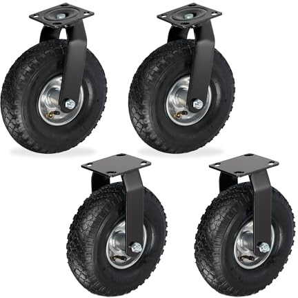 Relaxdays 2 x bockhjul 2 x hjul set, luftdäck tung lasthjul, 3,00 – 4, transporthjul 120 kg, svart/silver