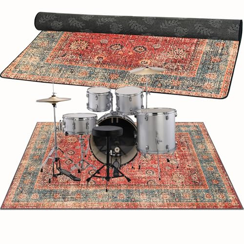 ZAJENKUB Drum Mat, Drum Rug Non-Slip Drum Carpet 120 x 70 cm Soundproof Musical Instrument Mat, Floor Mat Professional Drum Accessories for Bass Drum Snare, Piano