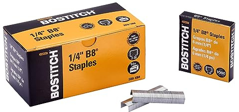 Bostitch Office B8 PowerCrown Staples, 0.25 Inches, 10,000 Total in 10 Separate 1,000 Count Boxes (SB8-10M)