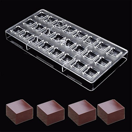 24 Quadratisch Klar Kunststoff Polycarbonat PC Schokolade Formen Sweet Candy DIY Form handgefertigt Schokolade macht Form, Gebäck Dessert Backform, Kuchen Dekoration Werkzeug