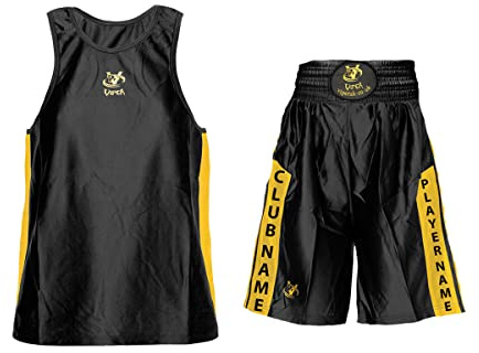 VIPER Boxing Kit Set Children Senior Junior Kids Jersey Vest Shorts Sports Boys Full Kit (XXS, Black/Gold)