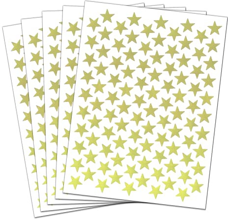 1000 Piezas - Pegatinas Estrellas Gomets Doradas- 15mm, Oro