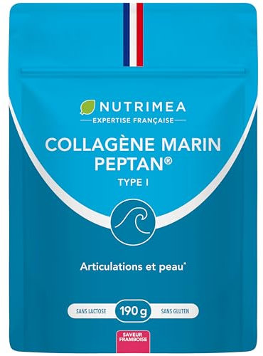 COLLAGENE MARIN POUDRE - Type I Breveté PEPTAN® - 6000 mg de Peptides de Collagène - Riche en Vitamine C - Hydratation de la Peau - Protège Os & Articulations - Nutrimea - Fabriqué en France