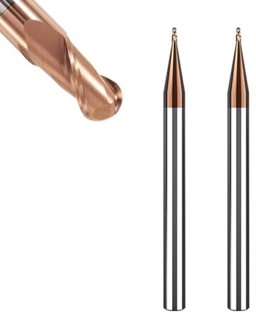 ASNOMY 2 frese a raggio VHM, diametro 1 mm, rivestimento AlTiN HRC 55, testa a sfera in metallo duro, 2 denti, fresa CNC per metallo