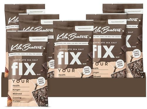 Kilobeaters Chocolate Sea Salt Protein Fix Bars – 6 Pack (60g Each) – No Added Sugar, No Preservatives, No Artificial Flavours – Naturally Sweetened with Dates – High-Protein, Low-Sugar Snack