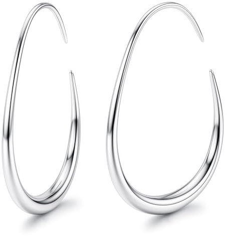 Adramata Boucles d'oreille Créole Femme Acier Inoxydable Creoles Plaqué Or 18K/Or Rose/Argent Boucles d'Oreilles Creoles en Forme de Larme, Hypoallergénique Boucles d'Oreilles 25/30/35/40MM,S25