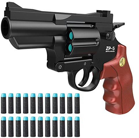 Kinder Spielzeug Pistole,Toy Gun,Schaumstoff Spielzeug,Revolver Pistole,Spielzeugpistolen,mit 24 Soft Bullet,für Sicherheitstraining oder Spiel,für Kinder ab 7 Jahren (A)