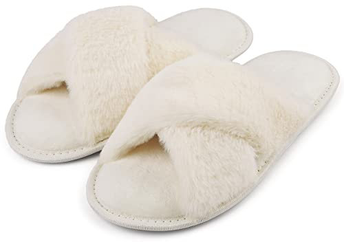 riemot tofflor damer vinter plysch tofflor minnesskum varma tofflor bekväma halkfria fluffiga tofflor, beige, storlek 38–39, Beige, 38/39 EU