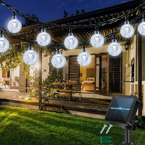 totpuc Solar Garden Lights, 30LED String Lights, 5M/16Ft Outdoor Solar Lights, 8 Modes Solar Powered Fairy Lights Waterproof for Garden, Party, Yard, Terrace Decoration (Cold White)