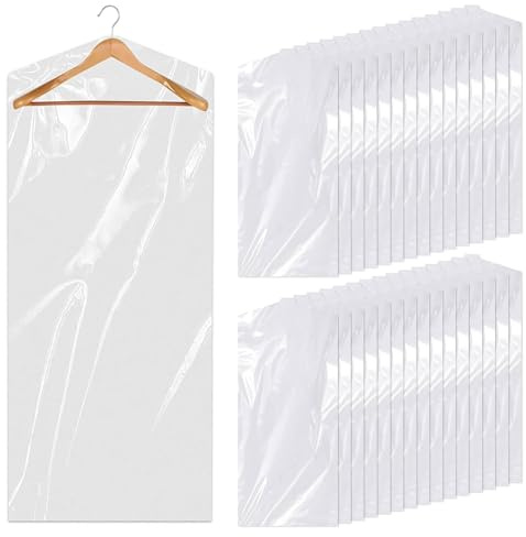 30 Piezas Fundas Ropa Armario de Plástico, 60 x 90cm Funda Ropa Armario, Fundas Ropa Armario Transparentes, Funda Traje, Fundas Ropa Antipolvo, para Camisas, Chaquetas, Trajes, Jerseys