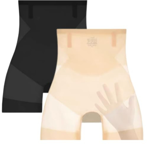 ZusFut 2 Pack Pantalon Antirozaduras Mujer Debajo Vestido Invisible Finas Fresquitas Fajas Reductoras Mujer Faja Antirozaduras Muslos Cintura Alta Faja Postparto Recuperación