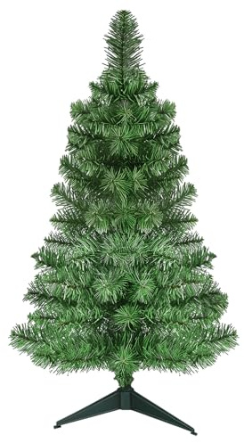 OULONGER 3Ft Premium Artificial Small Mini Christmas Tree for Tabletop,Home, Office, Indoor and Outdoor Decor,Holiday Decoration,Easy Assembly Metal Hinges & Foldable Base 160 Branch Tips Green Tree