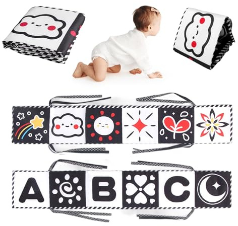 Baby Black and White Sensory Toys, Newborn Sensory Toys, High Contrast Baby Book, Tummy Time Book 0-12 Months, Montessori Early Education Toy Gifts