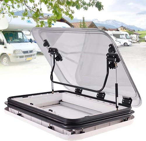 RV Caravan Roof Window Hatch,RV Air Vent Ventilation with Insect Proof Net,70 Degree Opening Angle Aluminum Alloy LED Skylight Roof Window Hatch,for Trailer Modified Car Special Vehicle Boats