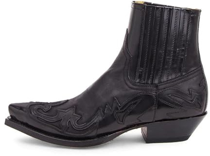 Botas Camperas Hombre Botas de hombre, botines cuña hechos a mano, botas vaqueras, zapatos cuero unisex, romanos resistentes(Black,41)