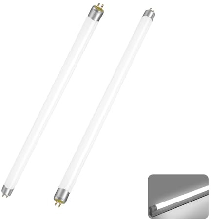 Tubo Fluorescentes T8 15W, Tubos Fluorescentes T8 G13 15W 450mm, Blanco Frío 6000K, AC 220V Bombillas CFL de Bajo Consumo 1100LM, Sin Parpadeo, Para lLces de Emergencia y Luces de Tira, Paquete de 2