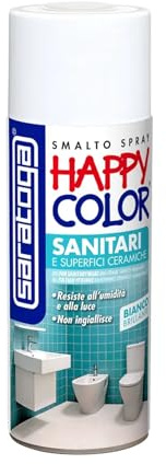 SARATOGA Smalto spray Happy Color Sanitari e Superfici ceramiche bianco brillante 400 ml