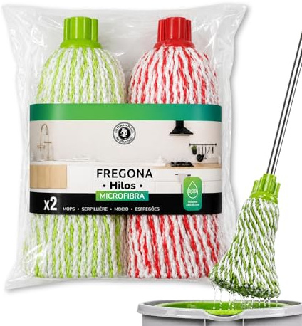 CLEANZOCO Fregonas de MicroFibras, Apta para Todo Tipo de Pisos y Suelos, Ideales para Eliminar Grasa, Manchas, Polvo y restos de jabón de Manera eficiente, Alta absorción, Pack de 2 Unidades