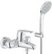Grohe Eurodisc C Einhand-Wannenbatterie mit passendem Handbrause-Wandhalterset 33395002 Silber
