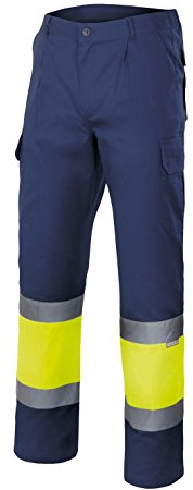 VELILLA 156 Pantalón de alta visibilidad, Amarillo Fluor / Azul Marino, 3XL