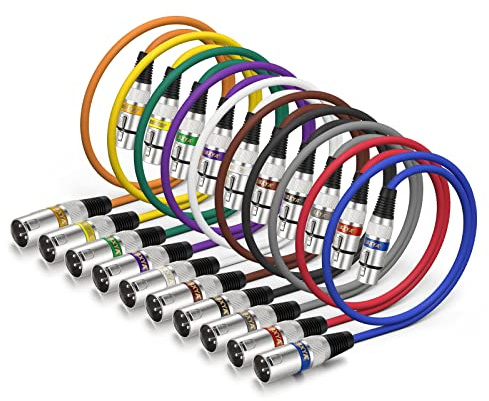 EBXYA XLR Cable 2ft 10 Pack 3 Pins Balanced XLR Microphone Cable Male to Female Suitable for Audio Mixer, Speaker Systems, Radio Station