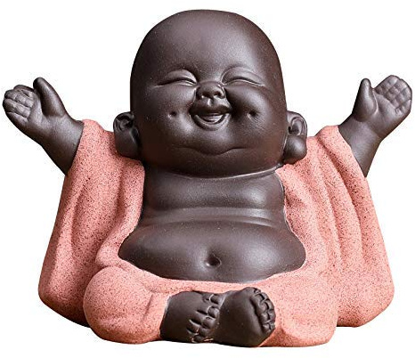 Kingzhuo Ceramic Little Cute Baby Buddha Statue Monk Figurine Buddha Figurines Home Decor Creative Baby Crafts Dolls Ornaments Gift Delicate Ceramic Arts and Crafts (Red)