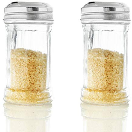 Kerafactum® Set di 2 spargitori per zucchero con coperchio in acciaio inox per zucchero spargitore, lavabili in lavastoviglie, in stile americano