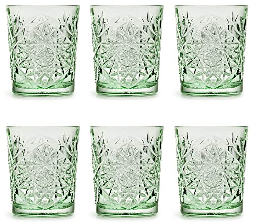 Libbey Drinking Glass Hobstar Ebony Green - 355 ml / 35.5 cl - 6 Pieces - Vintage Design - Dishwasher Safe