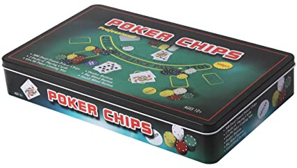ADEPTNA Professional Casino Style Texas Holdem 300 Piece Dual Toned Poker Chips and Blackjack Game with Blackjack playing mat Chips Chip Deck