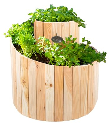 WESTMANN Spirale à herbes en bois de mélèze - 55 x 55 x 74 cm - Naturel - Parterre d'herbes pour l'extérieur - Tour de plantes pour planter des herbes