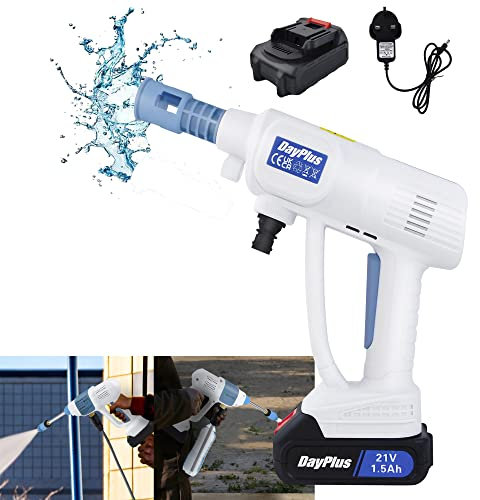 Akku-Hochdruckreiniger 21V Mobiler Hochdruckreiniger mit Einstellbare Düse, 5M Schlauch, Verlängerungslanze, Akku, Ladegerät und Ladegerät für die Reinigung von Autos, Gärten und Terrassen