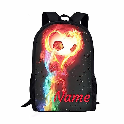 xixirimido Kinder-Schulrucksack für Jungen und Mädchen, Schulterrucksack, Tagesrucksack, Fußball mit Namen, Einheitsgröße, Lässiger Tagesrucksack