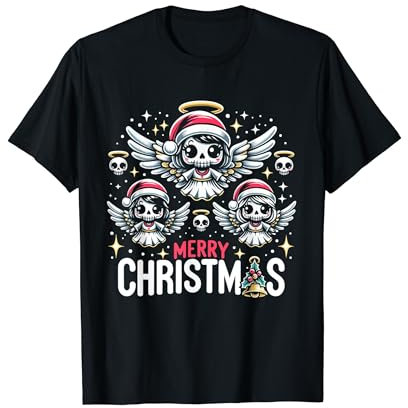 Kawaii Schädel Weihnachten Engel - Niedlich Goth Holiday Merry Xmas T-Shirt