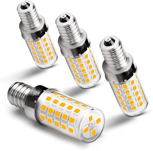 Heifymi E12 Candelabra LED Light Bulbs 60 Watt Equivalent 6W 2700K Warm White 550lm Non-dimmable 120 Volt C7 T6 E12 Small Base for Chandeliers Pendant Ceiling Fan Lighting Table Salt Lamp, 4 Pack