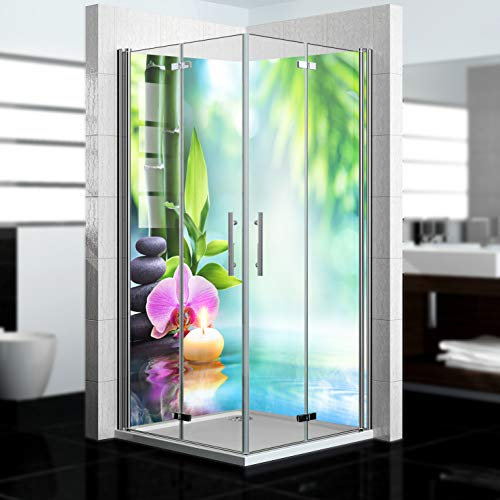 dedeco Pannello posteriore doccia impermeabile con motivo Zen V4, vernice UV lucida, 2 x 90 x 210 cm, come parte posteriore del bagno per la sostituzione delle piastrelle, come parete decorativa,