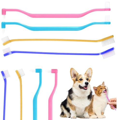 AFCJLTO 4er Set Hundezahnbürsten,Hundezahnbürste für kleine Hunde,katzen Zahnbürste,für Zahnpflege für Haustier, optimal für die Zahnpflege von Hunden und kleinen Haustierkatzen