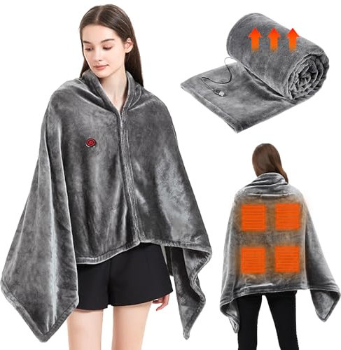 USB Heizdecke - Elektrische Heizdecke, Beheizter Schal mit 3 Heizstufen, Flanell Heizdecke, Beheizte Wärmedecke Autodecke für Auto Camping Büro Zuhause Haus (150 X 80CM)