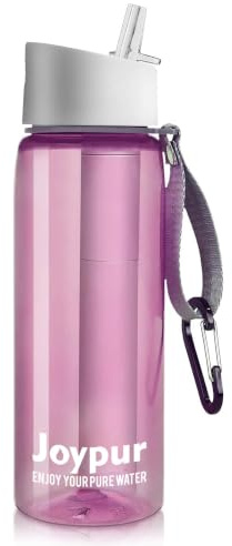 joypur borraccia con filtro per esterna 650 ml borraccia filtrante acqua con 5 strati di materiali filtranti filtro acqua per sport campeggio sopravvivenza ecc. (Rosa)