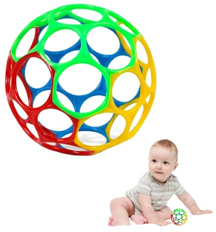 Fonyiunce Balles Sensorielles pour Bébé, Jouet de Dentition pour Bébé, Balle de Préhension Bebe Facile à Saisir, sans BPA, 9,5cm de Diamètre, pour Les Enfants de Tous âges