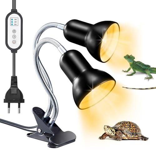KQWVZ Lampara Tortugas De Agua, Lampara Para Tortugas Con Temporizador, Regulable Lámpara De Calor, 360° Rotación, Lámpara De Reptiles Y Anfibios Para Tortuga,Lagarto(Sin Bombillas)